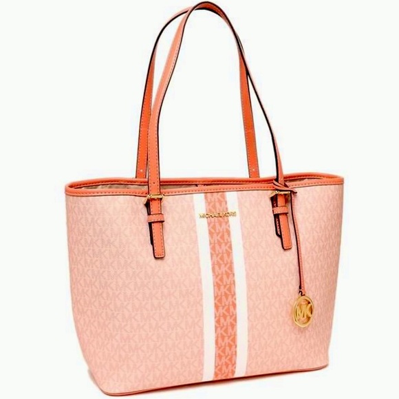 MICHAEL KORS JET SET TRAVEL MEDIUM CARRYALL TOTE SHERBERT MULTI COLOR - Picture 2 of 16